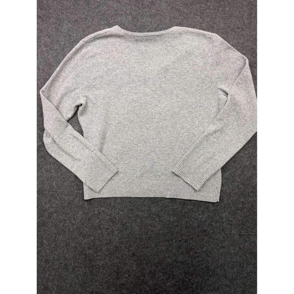 Ralph Lauren Sport Gray Merino Wool Cashmere V-Neck Sweater Pink Pony Logo M - Picture 5 of 6